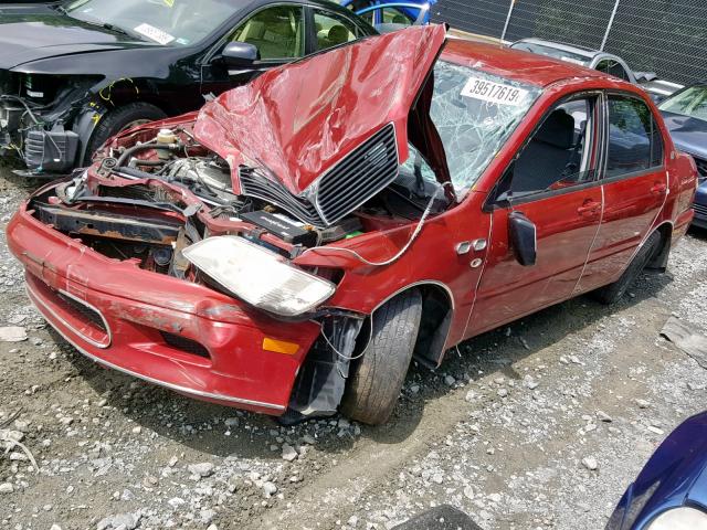 JA3AJ26E42U028734 - 2002 MITSUBISHI LANCER ES RED photo 2