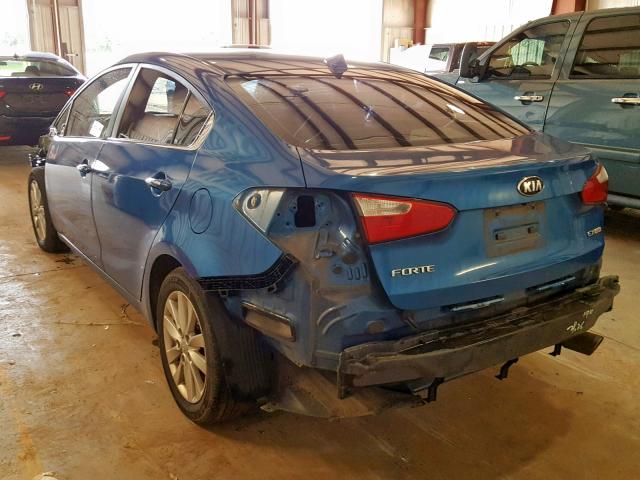 KNAFX4A89E5114720 - 2014 KIA FORTE EX BLUE photo 3