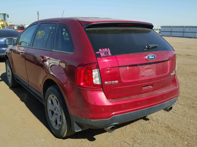 2FMDK3J98DBB06254 - 2013 FORD EDGE SEL BURGUNDY photo 3