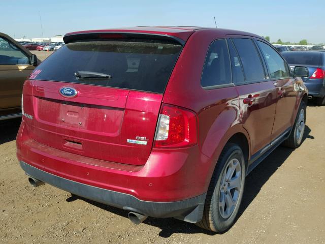 2FMDK3J98DBB06254 - 2013 FORD EDGE SEL BURGUNDY photo 4