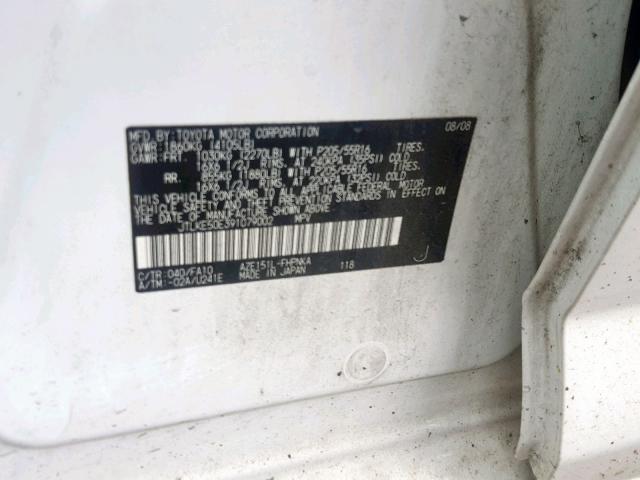 JTLKE50E391079002 - 2009 TOYOTA SCION XB 白色 照片 10