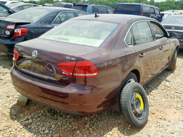 1VWBN7A32DC123943 - 2013 VOLKSWAGEN PASSAT SE MAROON photo 4