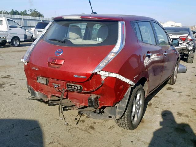 JN1AZ0CP2BT001397 - 2011 NISSAN LEAF SV RED photo 4