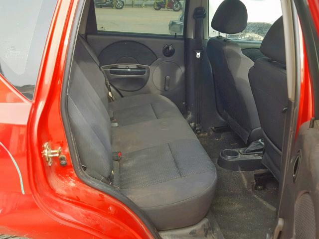 KL1TD66666B640900 - 2006 CHEVROLET AVEO BASE Qırmızı foto 6