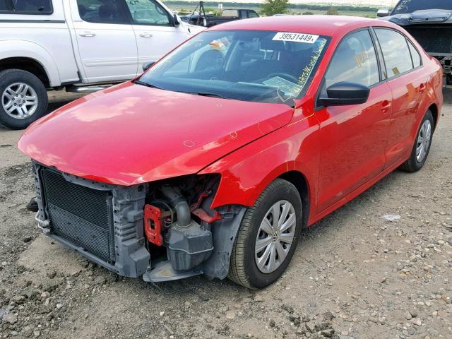 3VW2K7AJ2DM390361 - 2013 VOLKSWAGEN JETTA BASE RED photo 2