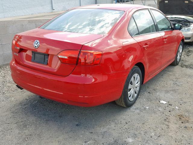 3VW2K7AJ2DM390361 - 2013 VOLKSWAGEN JETTA BASE RED photo 4