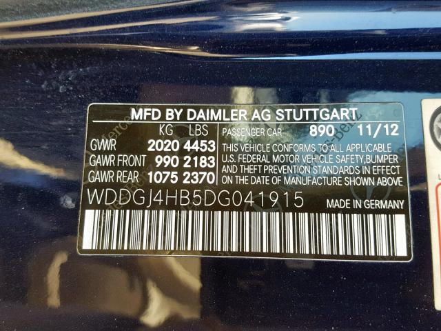 WDDGJ4HB5DG041915 - 2013 MERCEDES-BENZ C 250 BLUE photo 10