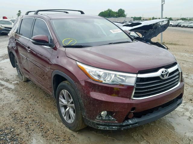 5TDZKRFH2FS082161 - 2015 TOYOTA HIGHLANDER BURGUNDY photo 1