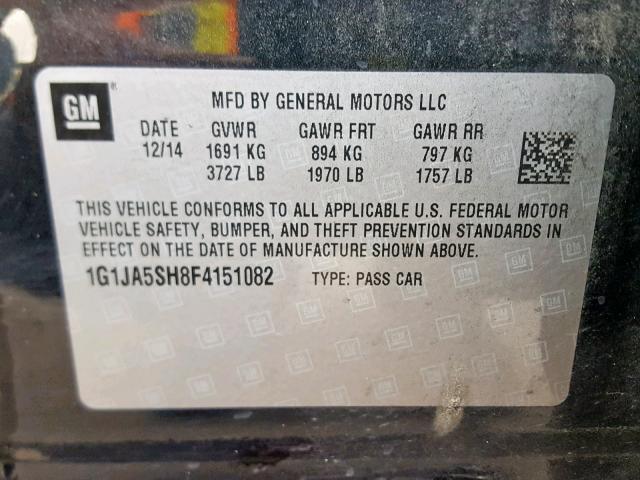 1G1JA5SH8F4151082 - 2015 CHEVROLET SONIC LS 黑色 照片 10