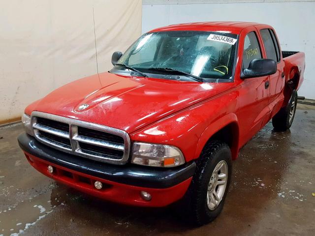 1D7HG38N84S640151 - 2004 DODGE DAKOTA QUA RED photo 2