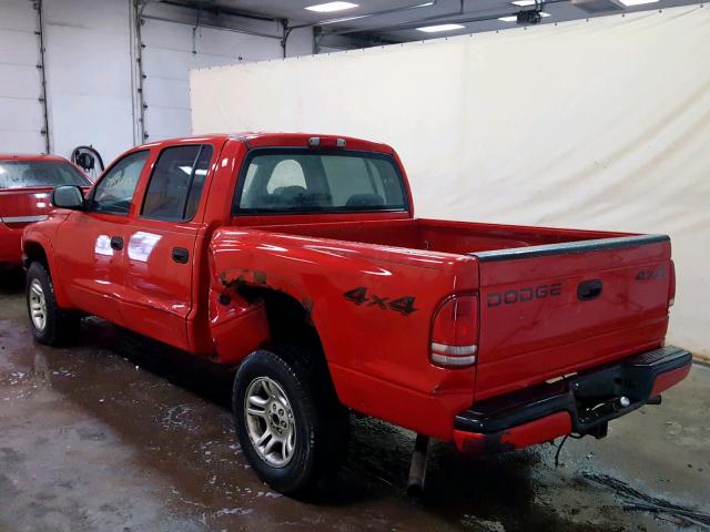 1D7HG38N84S640151 - 2004 DODGE DAKOTA QUA RED photo 3