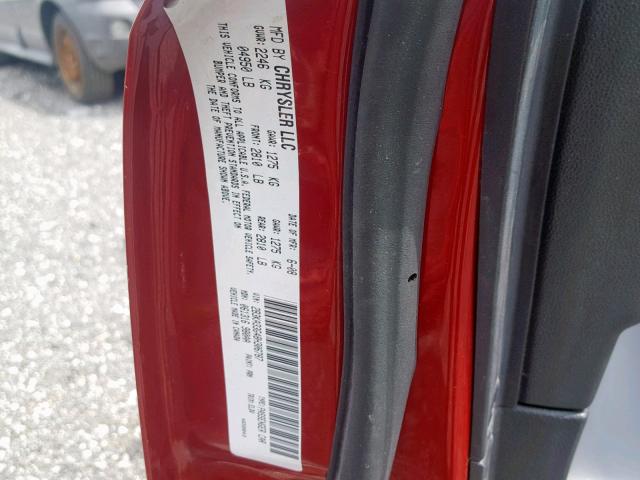 2B3KA33G48H306787 - 2008 DODGE CHARGER SX RED photo 10