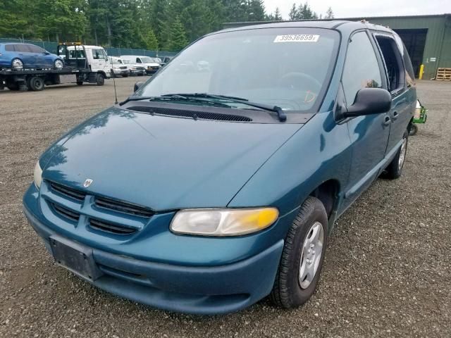 2B4GP2537YR537472 - 2000 DODGE CARAVAN TURQUOISE photo 2