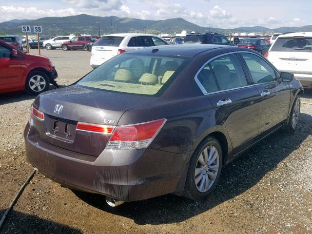 1HGCP3F83BA010530 - 2011 HONDA ACCORD EXL BROWN photo 4