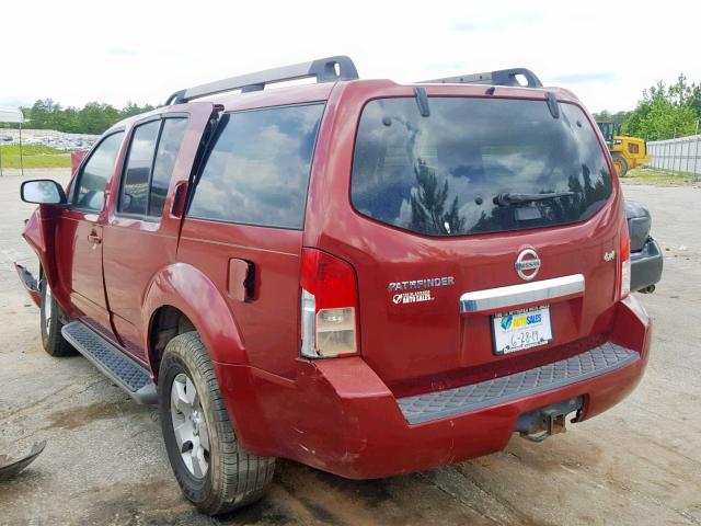 5N1AR18B18C635935 - 2008 NISSAN PATHFINDER BURGUNDY photo 3