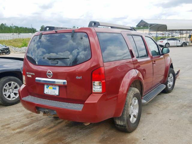 5N1AR18B18C635935 - 2008 NISSAN PATHFINDER BURGUNDY photo 4