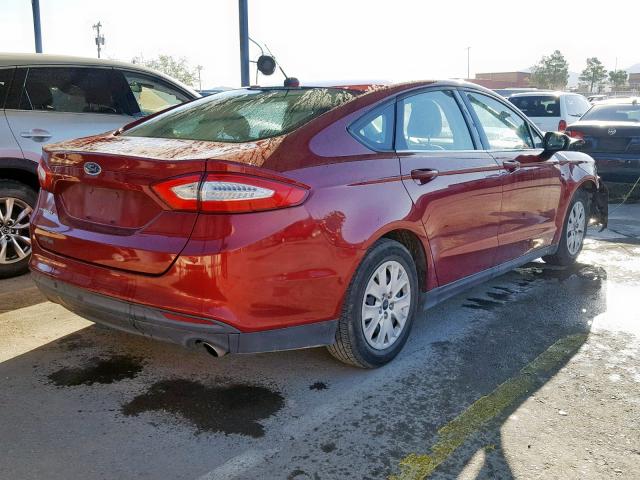 3FA6P0G77DR215394 - 2013 FORD FUSION S RED photo 4