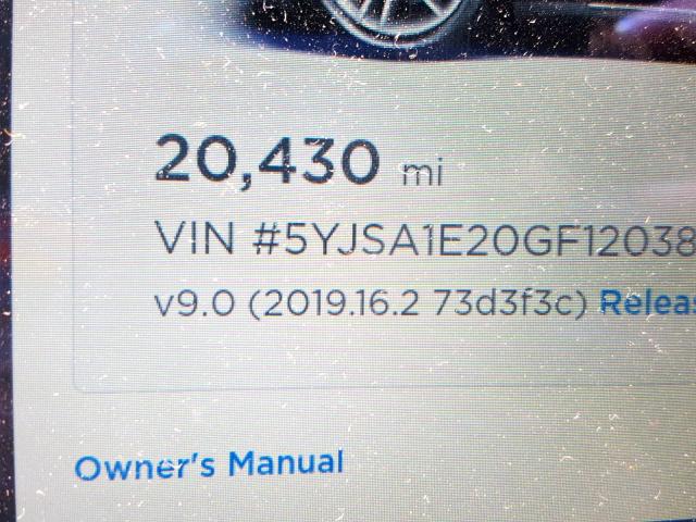 5YJSA1E20GF120382 - 2016 TESLA MODEL S أسود صورة 8