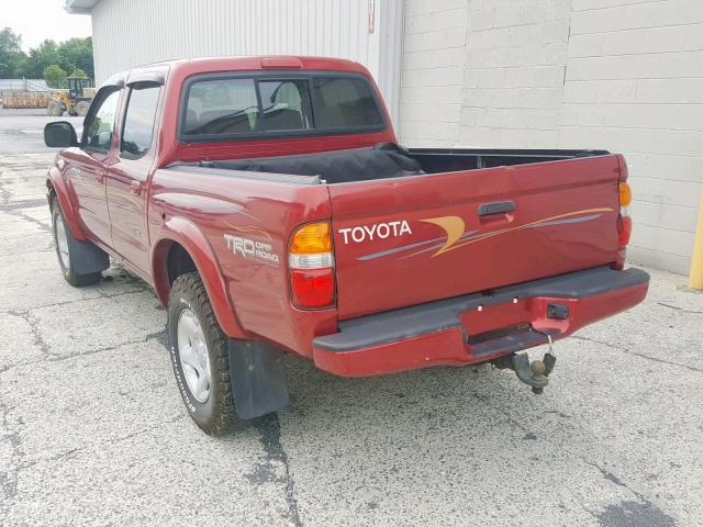 5TEGN92N72Z112908 - 2002 TOYOTA TACOMA RED photo 3