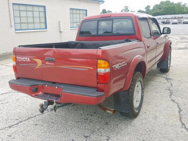 5TEGN92N72Z112908 - 2002 TOYOTA TACOMA RED photo 4