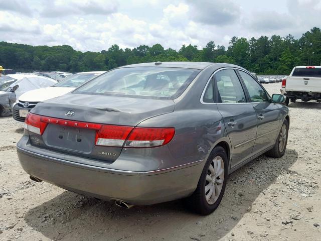 KMHFC46F18A259487 - 2008 HYUNDAI AZERA SE GRAY photo 4