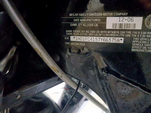 1HD1FC4157Y663758 - 2007 HARLEY-DAVIDSON FLHTCUI BLACK photo 20