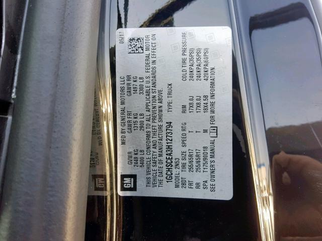 1GCHSCEA3H1273794 - 2017 CHEVROLET COLORADO L BLACK photo 10