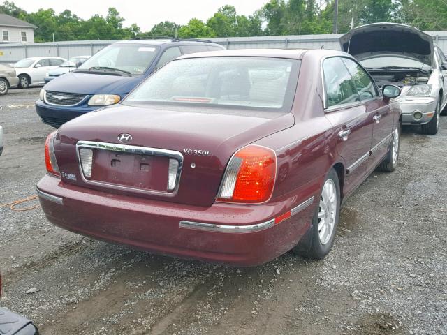 KMHFU45E24A354978 - 2004 HYUNDAI XG 350 BURGUNDY photo 4