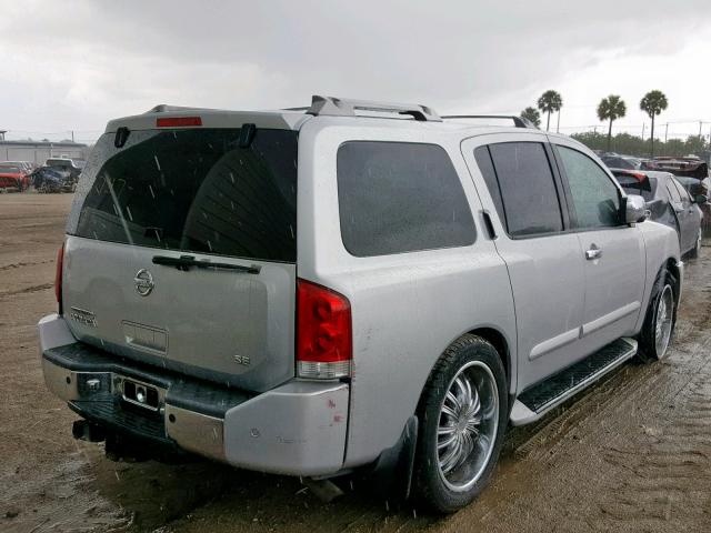 5N1AA08A04N728369 - 2004 NISSAN ARMADA SE SILVER photo 4