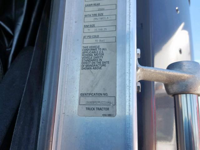 1XKADB9X99J221046 - 2009 KENWORTH CONSTRUCTI GRAY photo 10