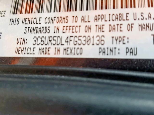 3C6UR5DL4FG530136 - 2015 RAM 2500 SLT GRAY photo 10