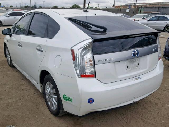 JTDKN3DP3E3056667 - 2014 TOYOTA PRIUS PLUG WHITE photo 3