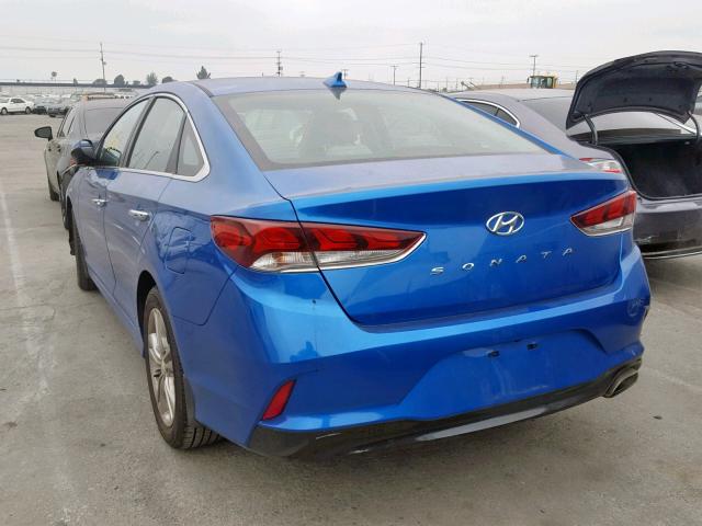 5NPE34AF4JH658934 - 2018 HYUNDAI SONATA SPO BLUE photo 3