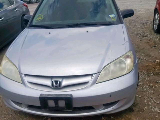 1HGES163X5L030024 - 2005 HONDA CIVIC DX V SILVER photo 9