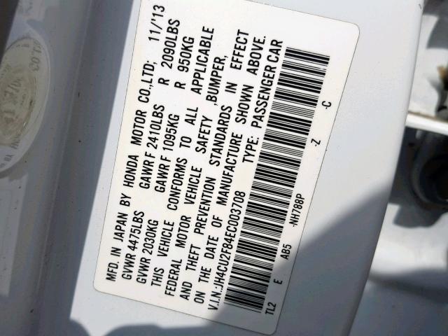 JH4CU2F84EC003708 - 2014 ACURA TSX SE WHITE photo 10