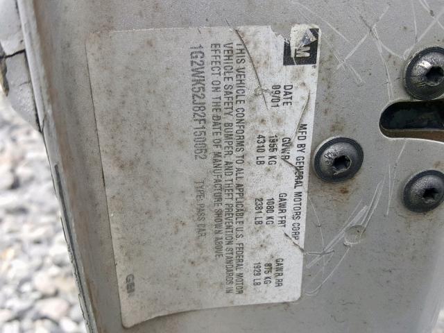 1G2WK52J82F150062 - 2002 PONTIAC GRAND PRIX SILVER photo 10