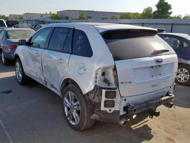 2FMDK3JC5DBA60605 - 2013 FORD EDGE SEL WHITE photo 3