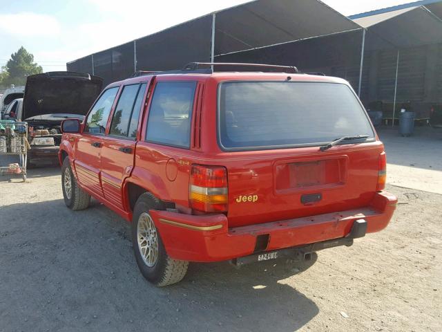 1J4GZ78S5PC599385 - 1993 JEEP GRAND CHER RED photo 3