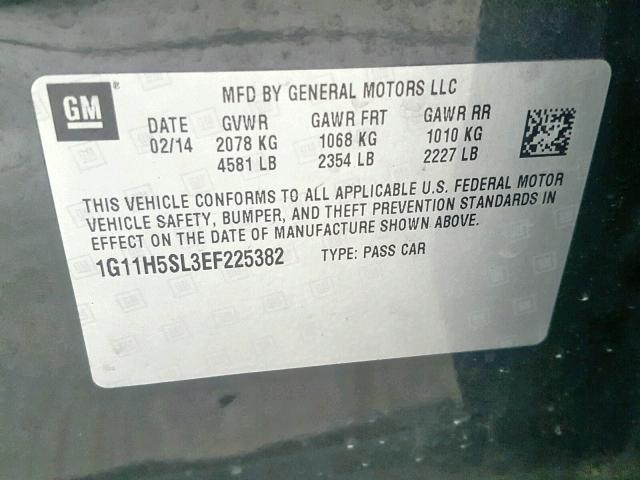 1G11H5SL3EF225382 - 2014 CHEVROLET MALIBU LTZ 黑色 照片 10