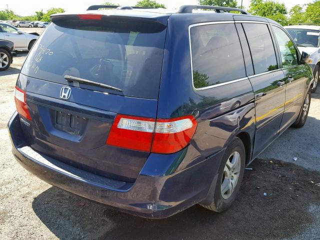 5FNRL38707B075262 - 2007 HONDA ODYSSEY EX BLUE photo 4