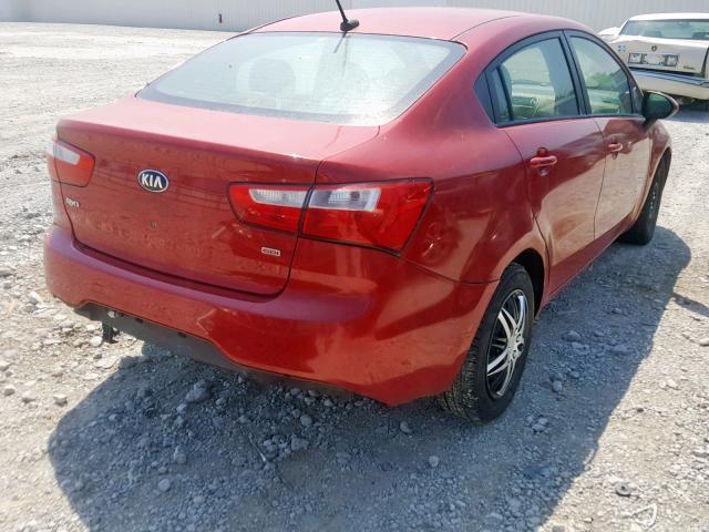 KNADM4A36D6284188 - 2013 KIA RIO LX RED photo 4