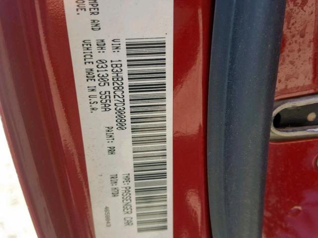 1B3HB28C27D300800 - 2007 DODGE CALIBER RED photo 10