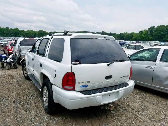 1B8HS48N52F162061 - 2002 DODGE DURANGO SL WHITE photo 3