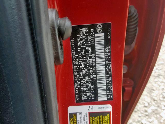4T1BF1FK7DU699269 - 2013 TOYOTA CAMRY L RED photo 10