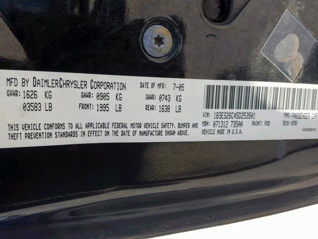 1B3ES26C45D253501 - 2005 DODGE NEON BASE BLACK photo 10