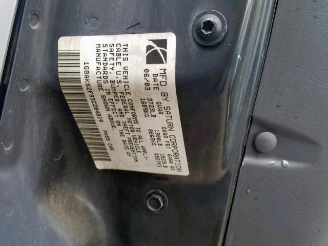 1G8AK52F93Z204819 - 2003 SATURN ION LEVEL SILVER photo 10