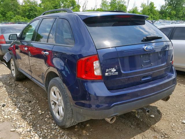 2FMDK3JC5BBB47434 - 2011 FORD EDGE SEL BLUE photo 3