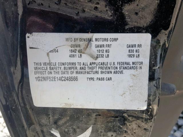 1G2NF52E14C248566 - 2004 PONTIAC GRAND AM S BLACK photo 10
