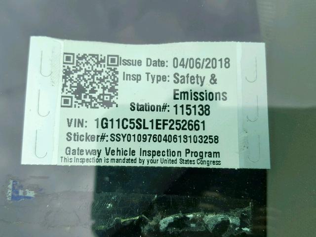 1G11C5SL1EF252661 - 2014 CHEVROLET MALIBU 1LT 白色 照片 10