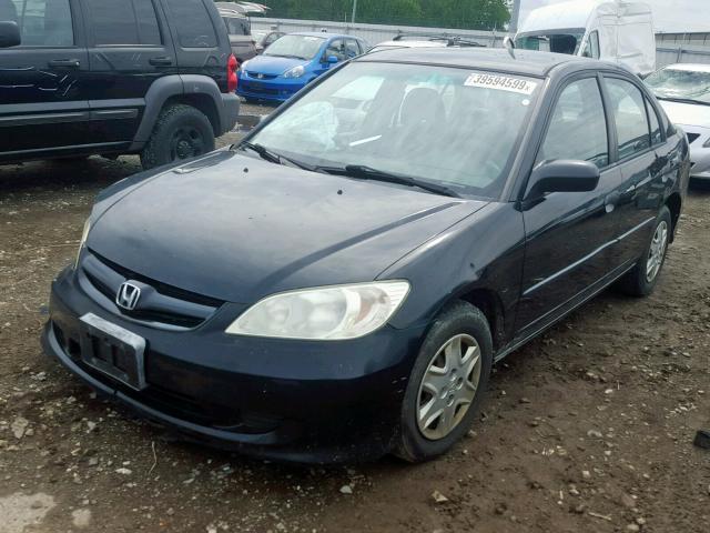 1HGES16485L007222 - 2005 HONDA CIVIC DX BLACK photo 2